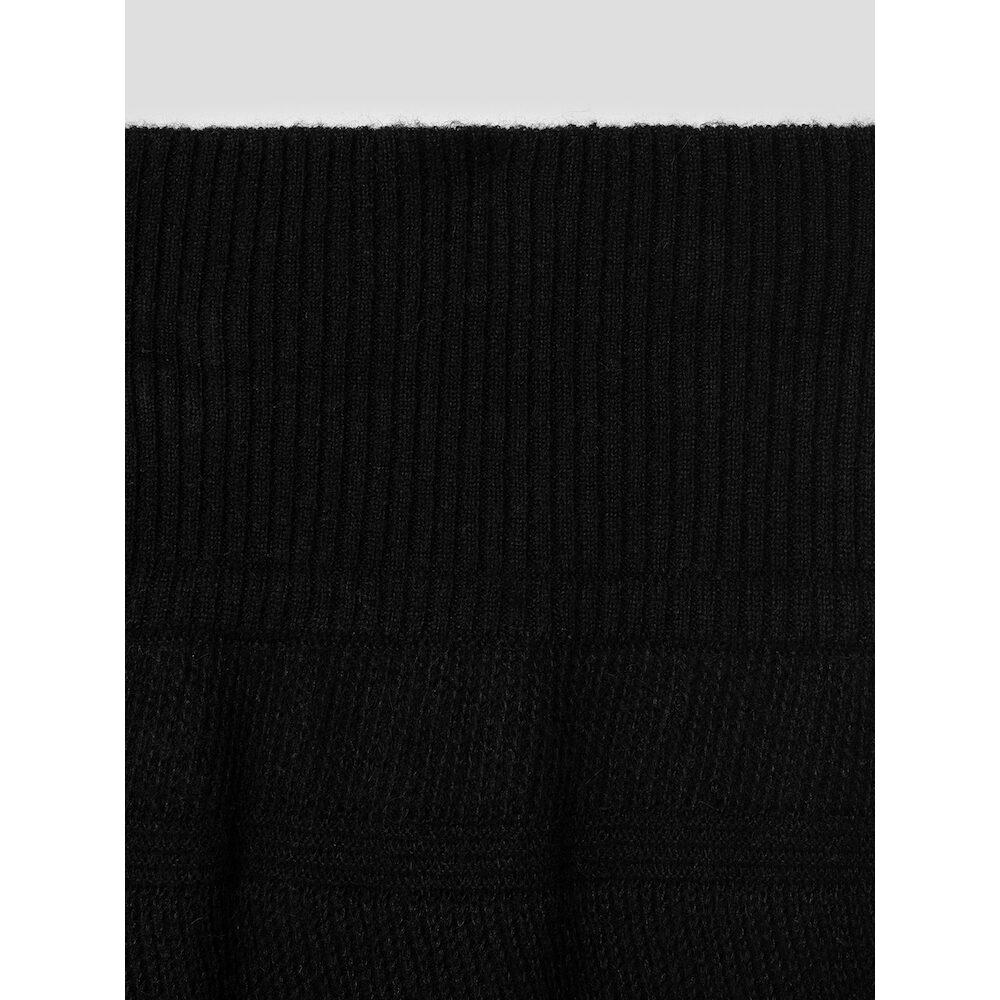 Anggae Alpaca Blend Long Knit Skirt Black