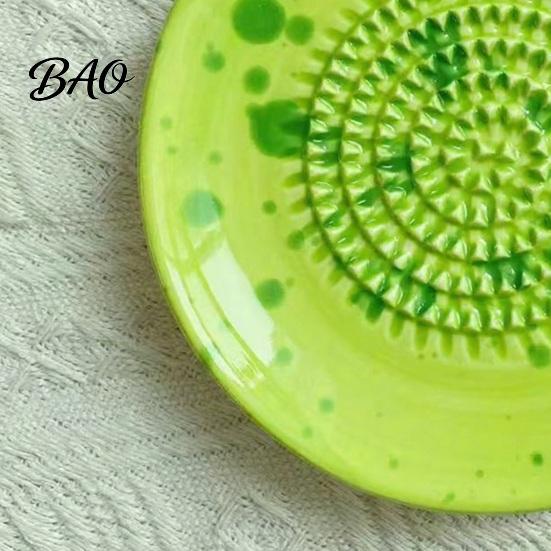 Small Ceramic Grater Bowl, Manual Ginger Garlic Mincer with Ink Splash Pattern, Multi-use Dish Pepper Grinding Plate for Wasabi Daikon, Dishwasher