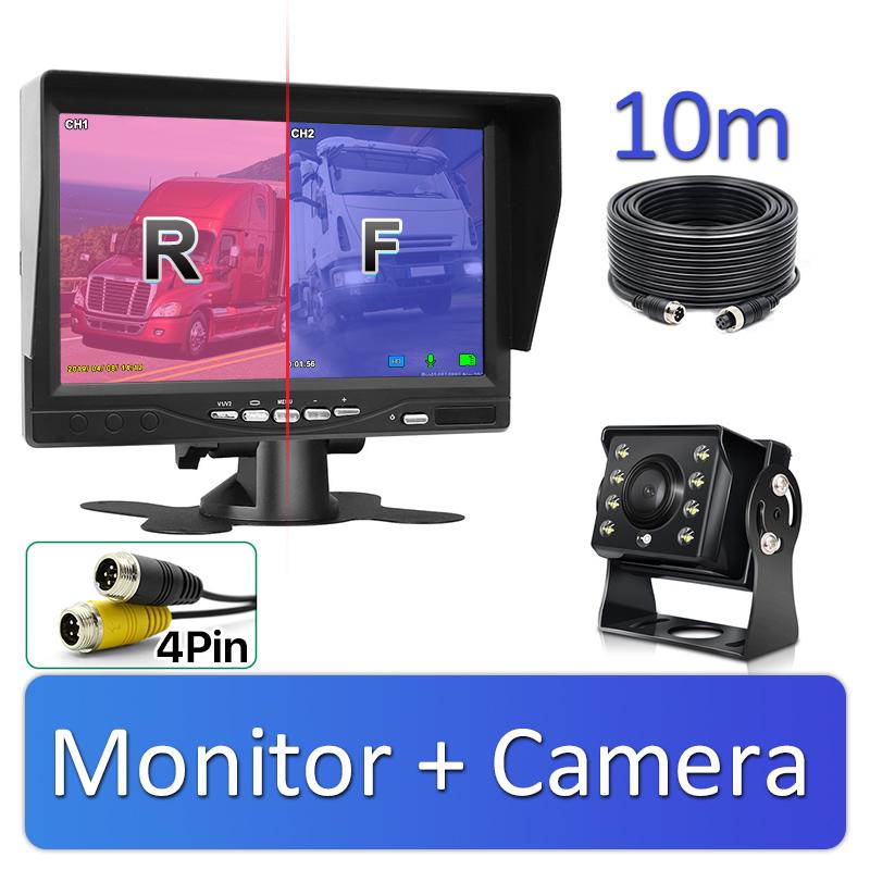 GreenYi AHD Recording DVR 7 Inch Car Monitor with 1920*1080P Vehicle Rear View Camera for Truck Bus Support SD Card