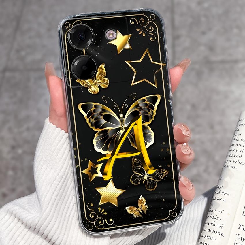 Clear Back Cover For Xiaomi Poco M7 M8 M6 M4 F5 Pro M5 F4 F3 Civi 1S M6 Plus Fashion Soft TPU Silicone Phone Case For Xiaomi Cute Letter Bumper Casing