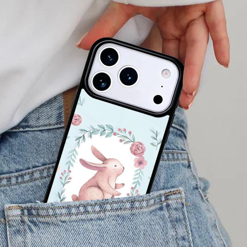 Cute Bunny Rabbit Phone Case for iPhone 16e 15 14 13 12 17 Pro Max Plus Air 17pro Cover Coque