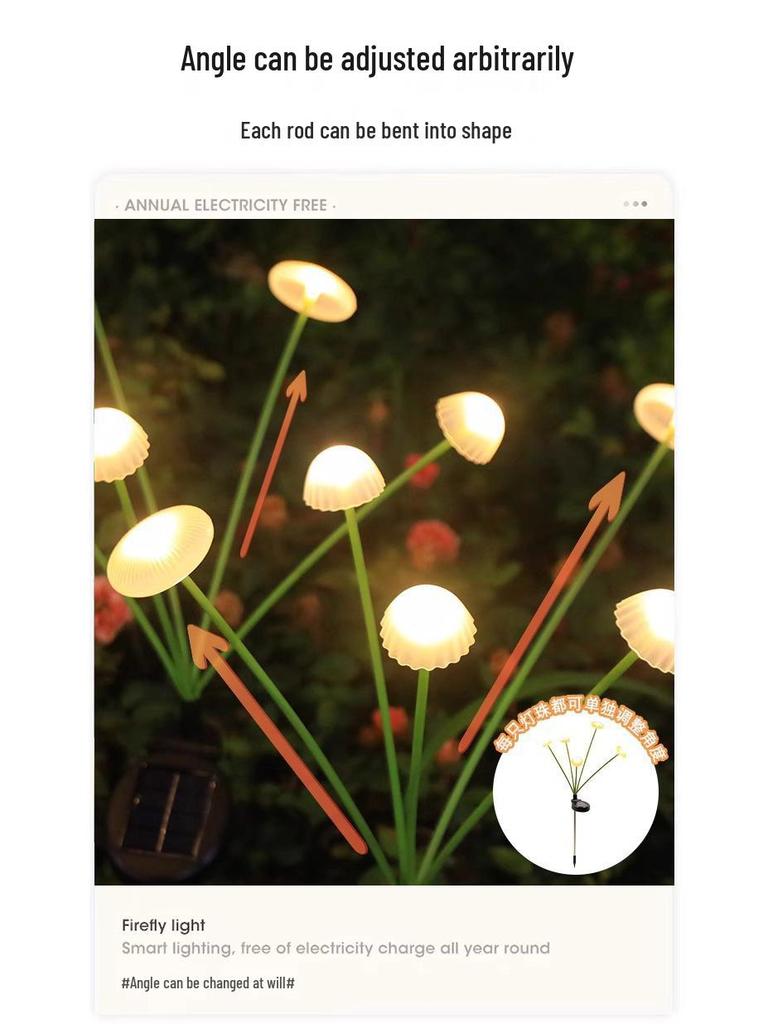 Pilzform Solar-LED-Lichterkette, Wasserdichte Outdoor-Campinglichter, Quallen-Design mit Windbetrieb
