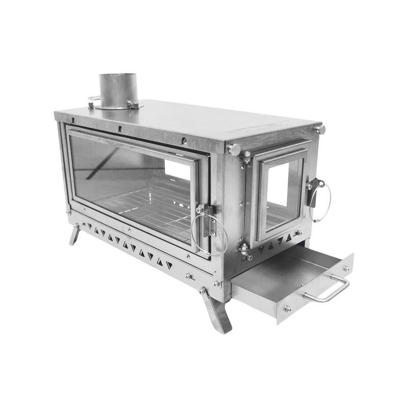 UOSU 3-Sided Glass Stainless Steel Wood Burning Stove
