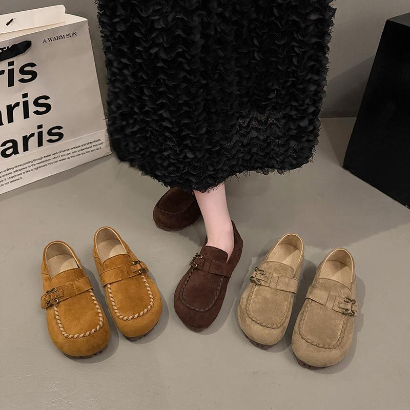 Leather all-inclusive women's shoes new autumn shoes women's one-pedal casual single shoes thick sole