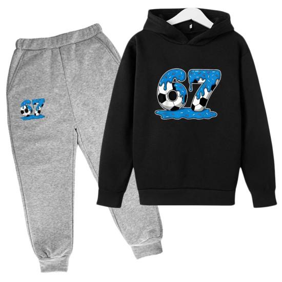 Moda 67 Ropa para Niños Sudadera+Pantalones Conjunto Primavera Otoño seis siete meme Chándal Conjunto de 2 Piezas 3-12 Años Niños sudaderas con cremallera