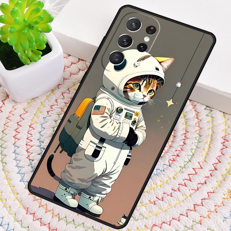 Funny Space Cat Silicone Phone Case For Samsung Galaxy Note 10 Pro S26 S25 S24 S23 S22 S21 Plus S25Ultra Capa Cover