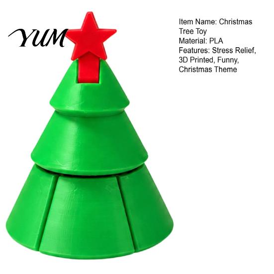 Creative Stocking Stuffers Christmas Tree Fidget Toy, 3D Printed Flexible Sensory Decompression Transformation Interactive Gifts Figurine for