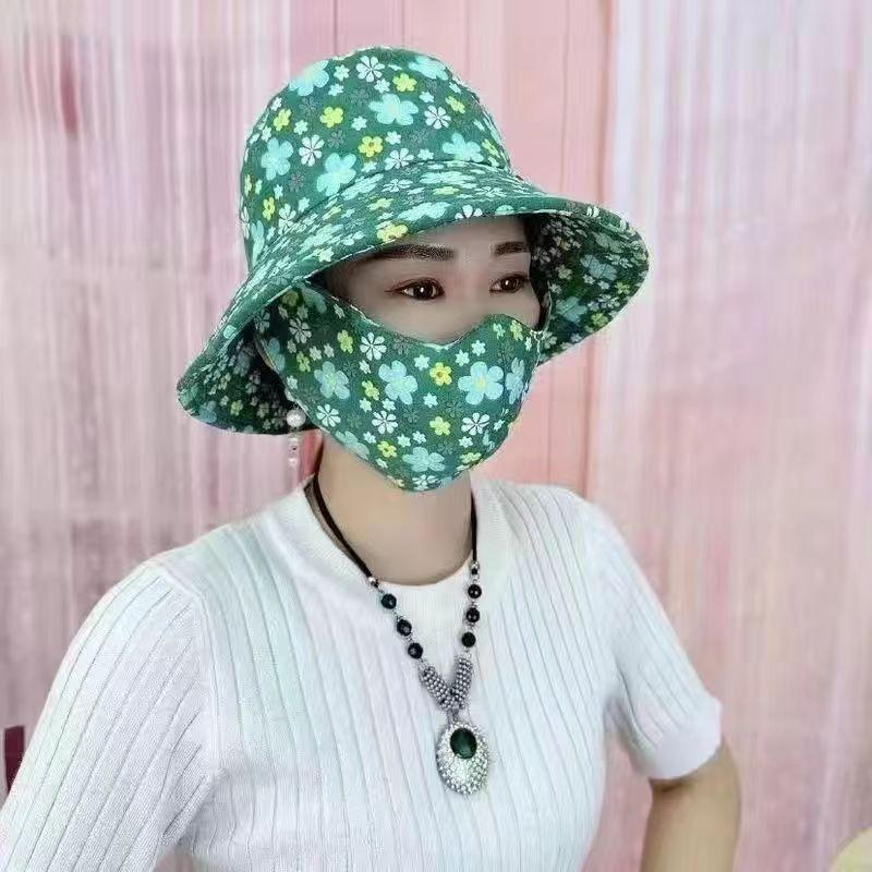 Premium Summer New Hat Mask Integrated Sun Hat Sun Protection Large Brim Mask Veil Summer Tea Picking Cycling