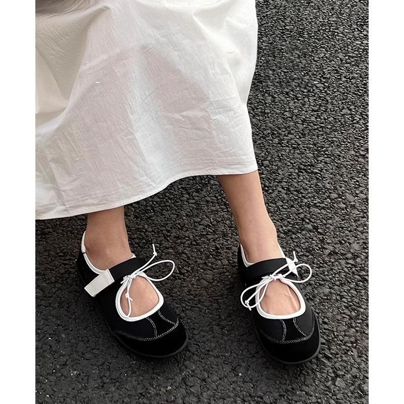 Shallow Bow Mary Jane Women 2025 New Fashion Versatile Velcro Casual Sneakers