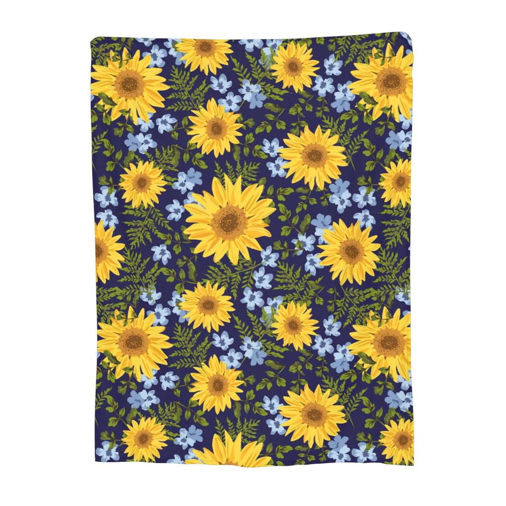 Creative Sunflower Theme digital-printed polyester Bedroom velvet flannel cover blanket Fleece soft sofa cover blankets for beds