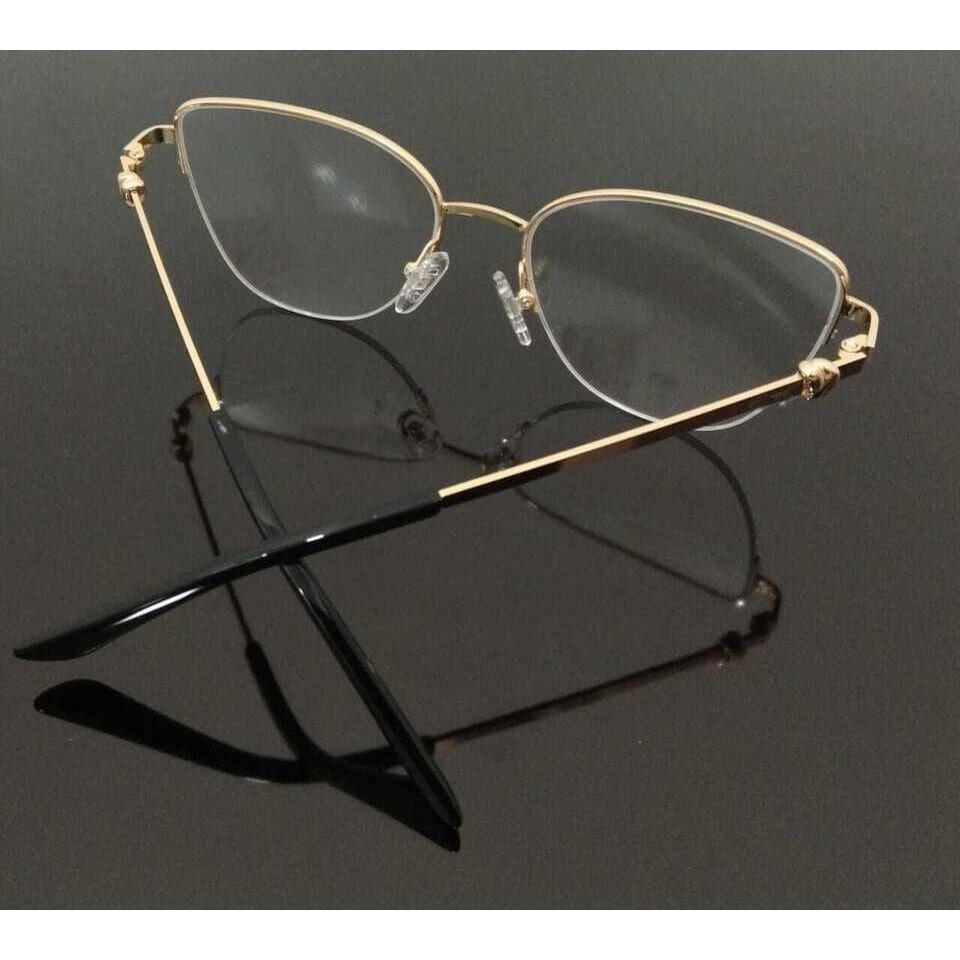 Classic Luxury Half Rim Metal Golden Black Finish Eyeglass Frame Cart-Metal JL166605724963