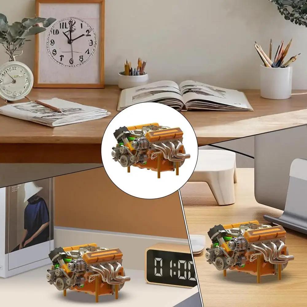 Sculpture en Résine Moteur Modèle Small-Block pour Décoration Intérieure Figurine en Résine Décor de Table Décoration de Maison Sculpture Artisanat pour Bureau Livre