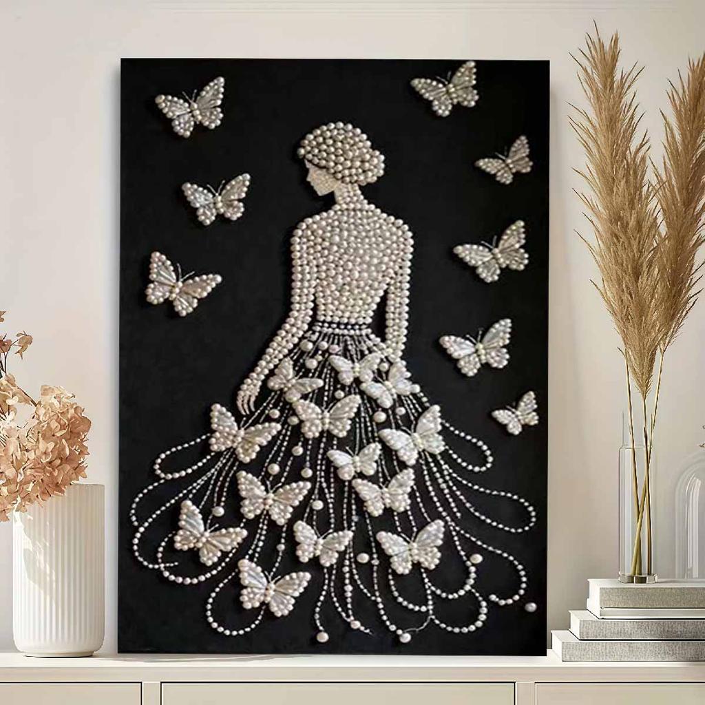 DIY Butterfly Pearl Art Painting for Home Wall Decor Pearl Gem Paintings Picture Arts Craft  for Adults/Beginners Gift Idea Home Decor Without Frame