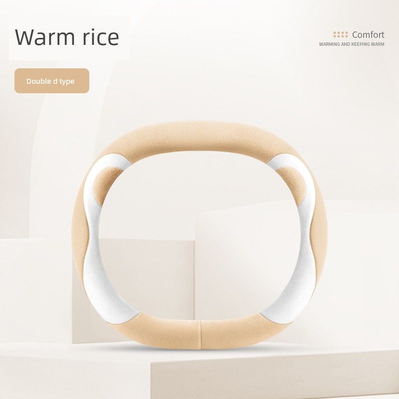 Car Steering Wheel Cover Winter Plush Warm and Cute New High-End Car Anti-Slip Sweat-Absorbent D-Shaped Handle Cover