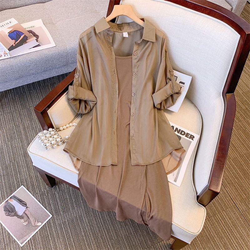 Plus Size Women's 2026 Spring/Autumn Fashion: Casual Two-Piece Set – Loose Fit, Belly-Covering, Slimming Suit.