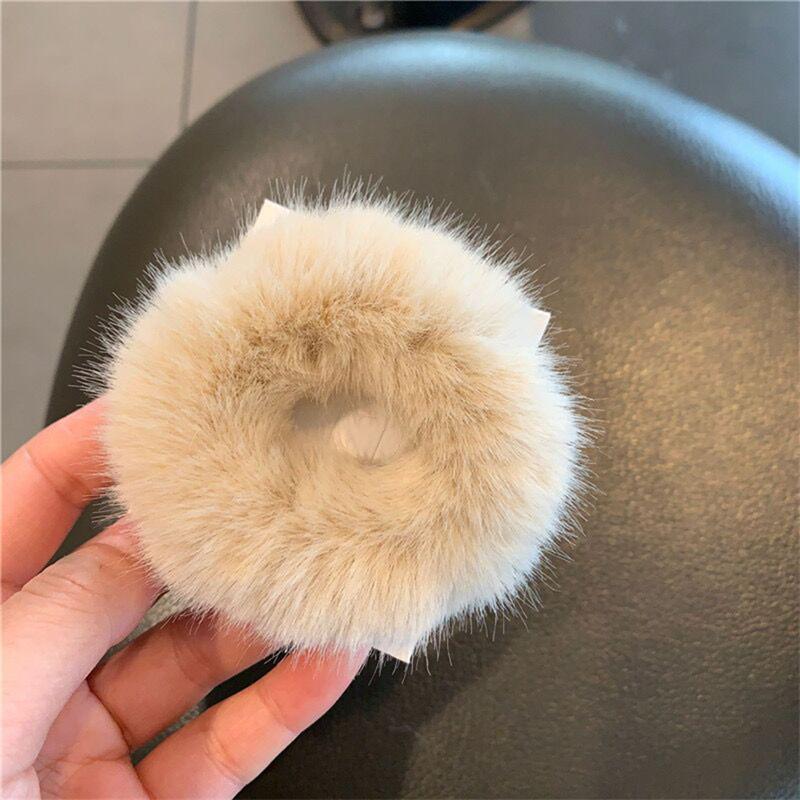 Elastic Faux Fur Hair Bands Scrunchies Vintage Girls Solid Ponytail Holder Rubber Headband Ties Fashion Women Hair Accessories