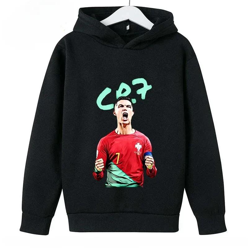 Spring Autumn Casual Children's Hoodie Sports Sweatshirt for Boys and Girls Ronaldo Printed Fashion Kids Pullover Top