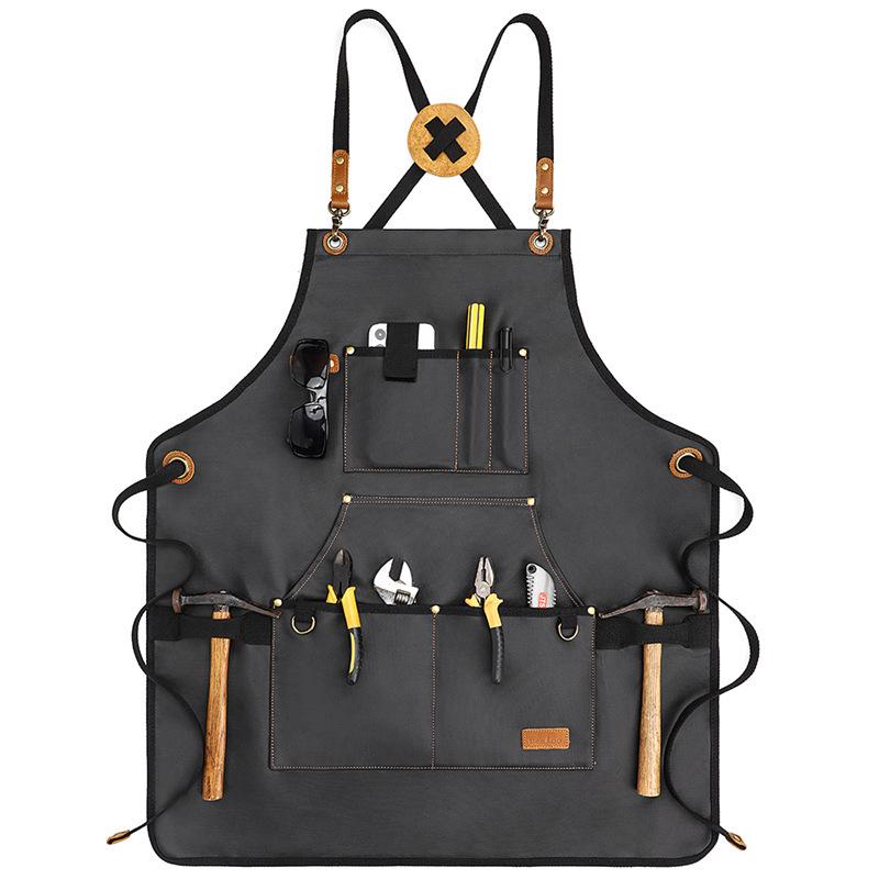 Thickened Canvas Garden Apron: Adjustable, Waterproof & Oilproof Smock with Logo Print