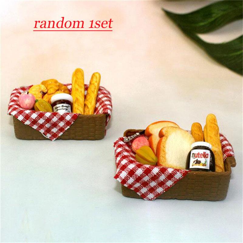 1 :6 /1: 12 Simulation Mini Bread Baguette Miniature Dollhouse Bakery Food With Basket For Doll Kitchen Accessories