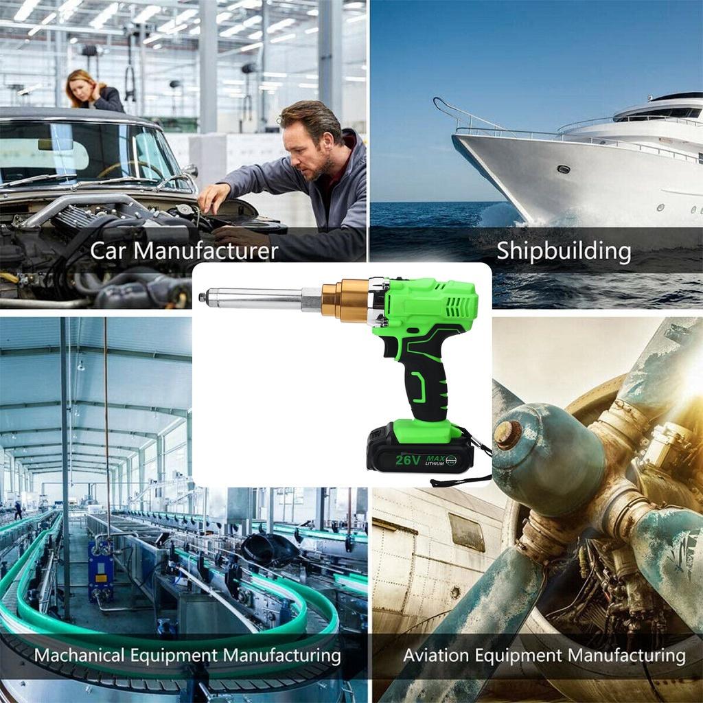 

Электрические аккумуляторные пистолеты для вытяжных заклепок 9000 Н, инструмент для заклепок с гайкой-вставкой, со светодиодной подсветкой, с 1/2 аккумулятором 26 В