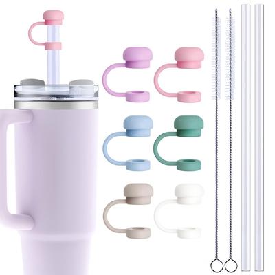 Tapas para pajitas reutilizables de silicona, compatibles con vasos, antiderrames y a prueba de salpicaduras y polvo.
