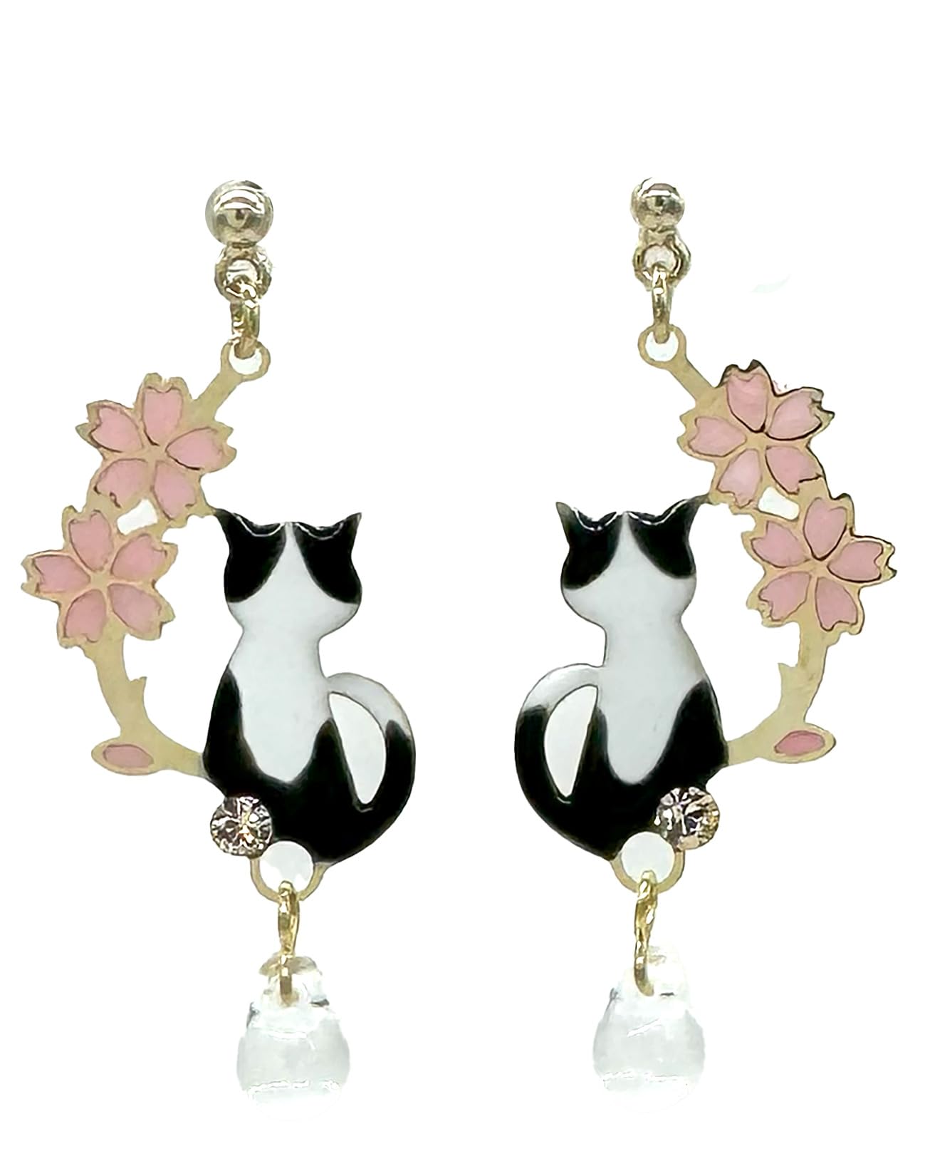 

Shop Titanium Japanese Cherry Blossom Asymmetrical Metal Allergy Made in Hachiware Cat acc25 P Branch hachi [Jewelry M] Women s Earrings, Post,