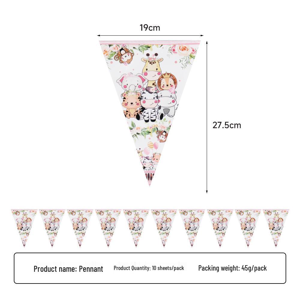 2025 Pink Jungle Animal Party Paper Tableware Set: Plates, Cups, Napkins, Tablecloth