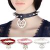 Harajuku Soft Girl Spiked Pentagram Pendant Leather Choker Necklace