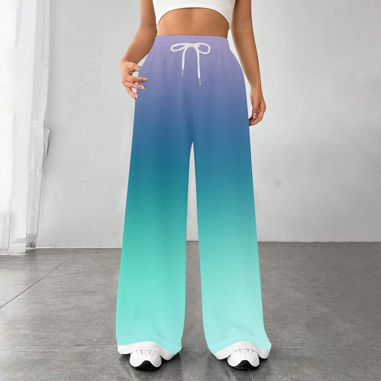 

Женские модные свободные повседневные спортивные брюки с завязками на талии, повседневные брюки L циан