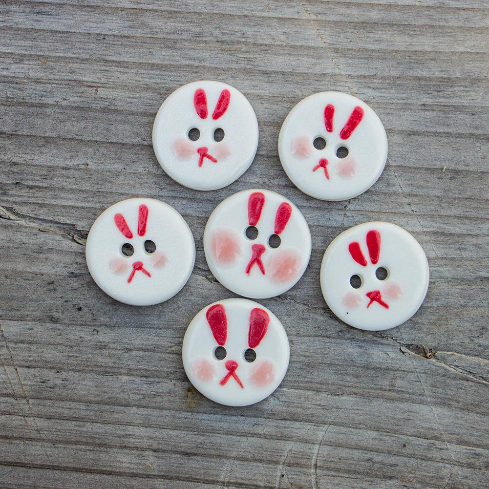 20mm Round Small Flower Ceramic Button for Clothing and Crafts, Handmade from Jingdezhen.