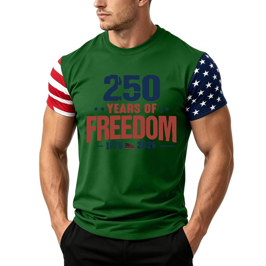 Men's Independence Day Flag Print Short Sleeve T-Shirt, Loose Casual Daily Summer Tops