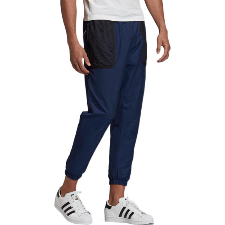 Adidas Originals Trefoil Mesh Pocket Design Elastic Warm Cuffed Joggers Men Bottoms Blue FM3683
