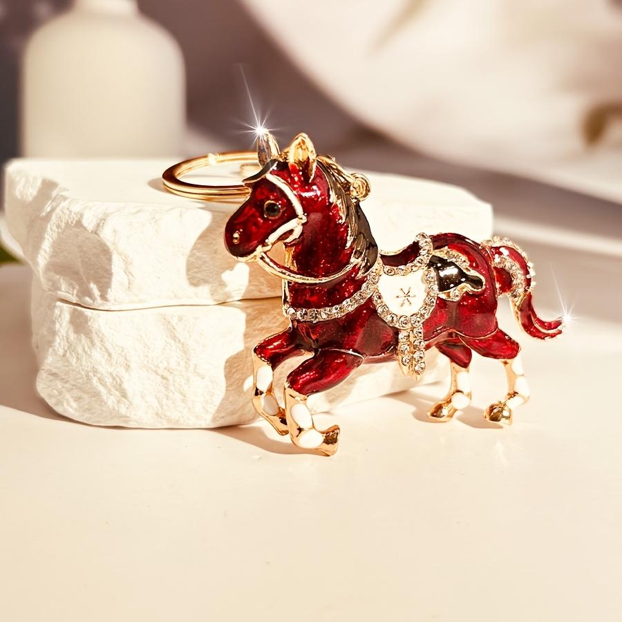 Lucky Horse Keychain Metal Alloy Key Ring Red Car Key Bag Pendant Chinese Zodiac Horse Gift Ideal for Birthday Valentine‘s Day