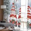 Christmas Winter Dwarf Sheer Curtains for Living Room Decoration Window Curtains Kitchen Tulle Voile Curtains