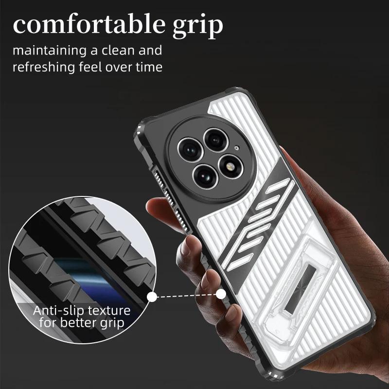 Anti-slip Kickstand Case For OnePlus 13 One Plus 13R Cover Stand Holder Transparent Shell Fundas Coque