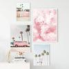 Pink Nordic Summer Holiday Travel Beach Surf Ocean Art Poster Canvas Painting Wall Art for Living Room Bedroom Home Decoration