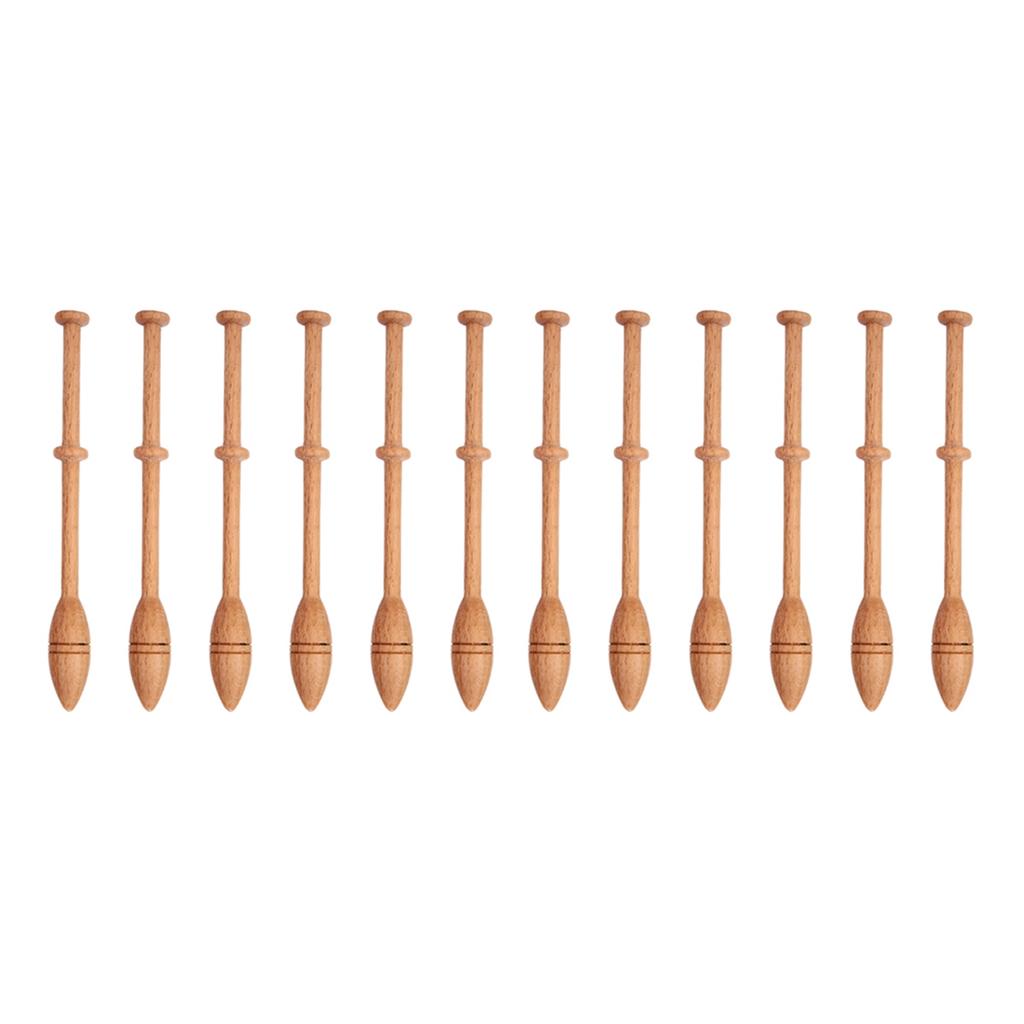 12Pcs Lace Bobbin Wooden Antique Vintage French Artisan Craft Turned Wood Weaving Tools
