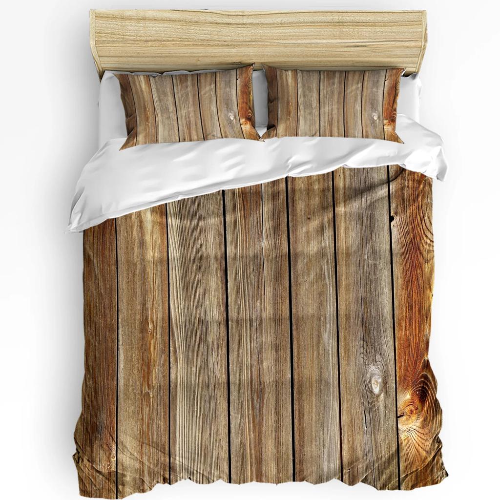 Houten Plaat Retro Stijl Beddengoed Set met Kussenhoes Dekbedovertrek Home Textiel Dekbedhoes Jongen Kind Tiener Meisje 3 Delen