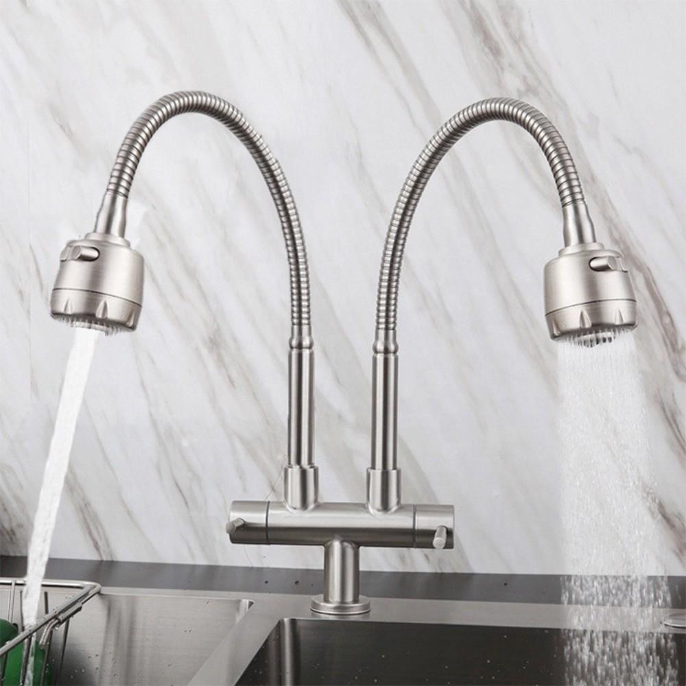 360° Drehbarer Küchenwasserhahn 2-in-1 Flexibler Wasserhahn Doppelkopf Spültischarmatur Heimküchengebrauch