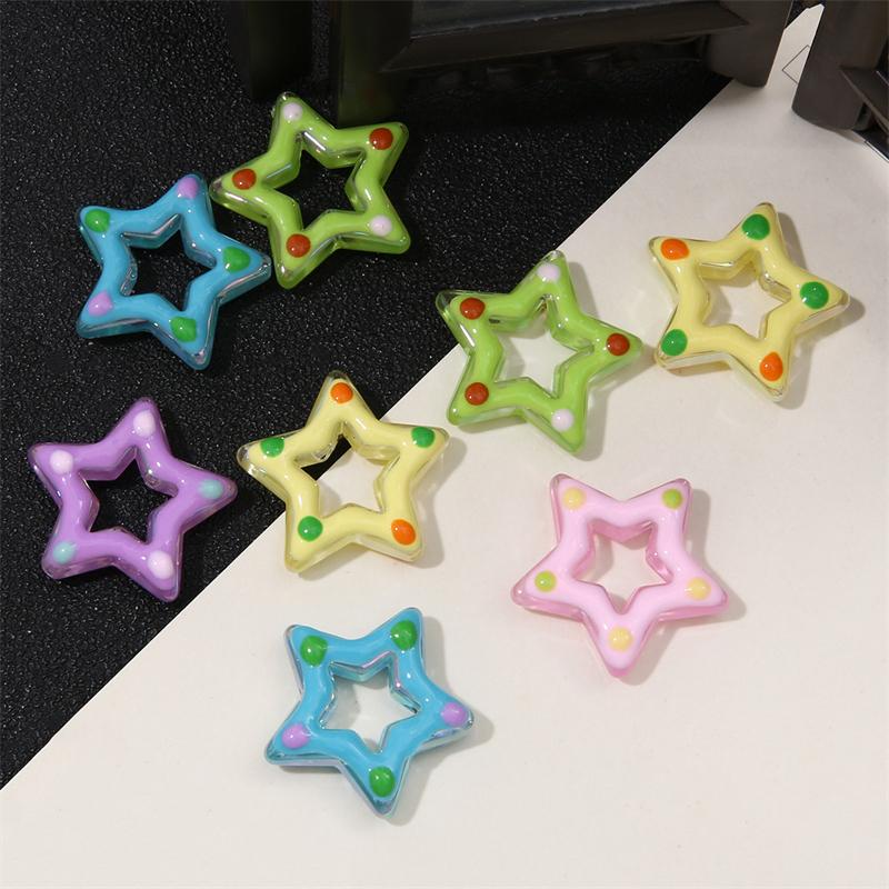 27mm Acrylic Handmade Hollow Star Beads For Jewelry Making DIY Bracelet Earring Phone Chain