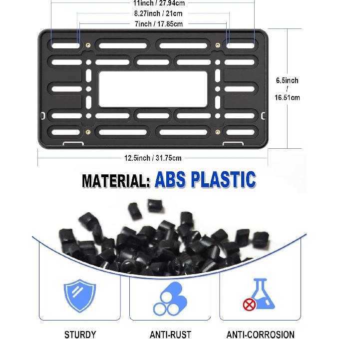 Front License Plate Holder Bracket – Universal Plastic Front Car Tag Mounting Frame With Copper Thread, With Anti-Theft Screws & Stainless Steel