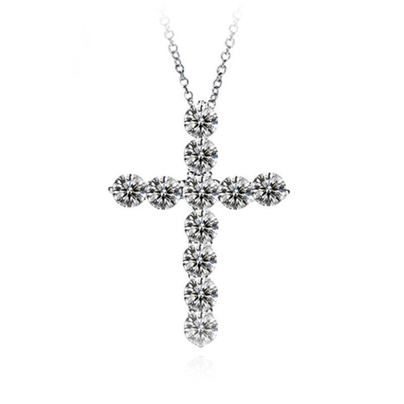 Europäische & Amerikanische Damen Kreuz Halskette mit AAA Zirkon Anhänger, 18K Gold Plated Schlüsselbein Kette