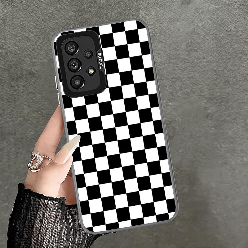 Retro Classic Chess Board Grid Shockproof Phone Case for Samsung A17 A16 A15 A14 A37 A57 A36 A56 A26 A35 A55 A25 A34 A54 A24 A13