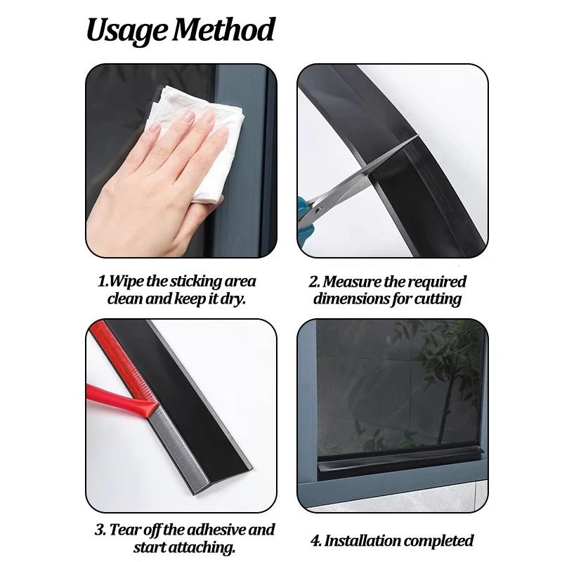 1pc 1mX43/50mm Window water blocking strip, household window rainproof board, window edge water guiding sealing strip