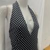 European and American neck hanging polka dot print deep V retro slim fit sexy backless jumpsuit long skirt