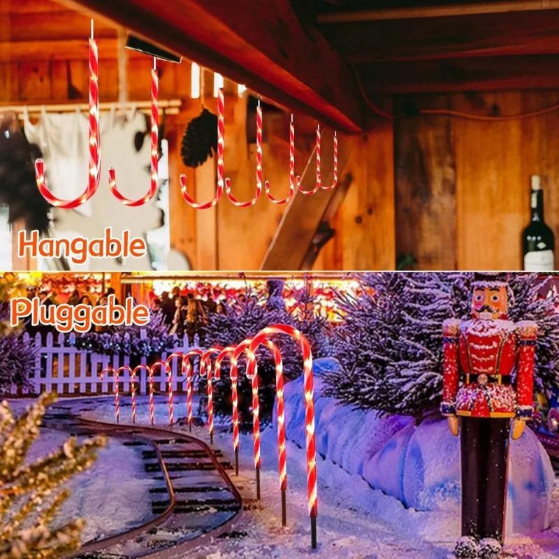 Outdoor Christmas Pathway Lights Candy Cane with Stakes for Yard Lawn Garden Decorations Holiday New Year Festival Decor