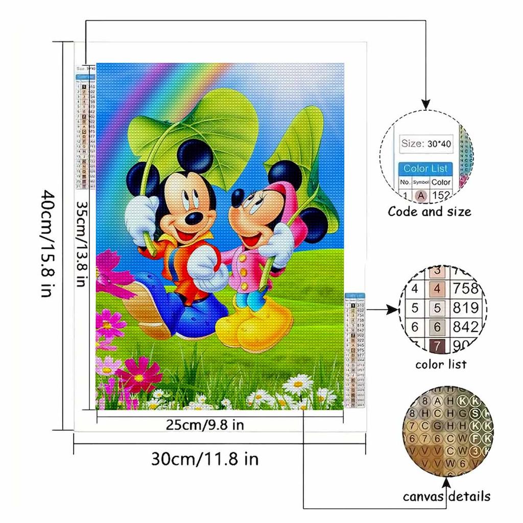 Full Round Diamond Painting Mickey Mouse Under The Lotus Leaf Art Rhinestone Picture Mosaic DIY 5D Cross Stitch Embroidery Home Decoration