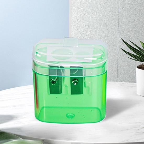 2Pcs Dual-Hole Pencil Sharpener with Lid Colored Manual Pencil Sharpener Cute Portable Students Pencil Sharpener for School Office