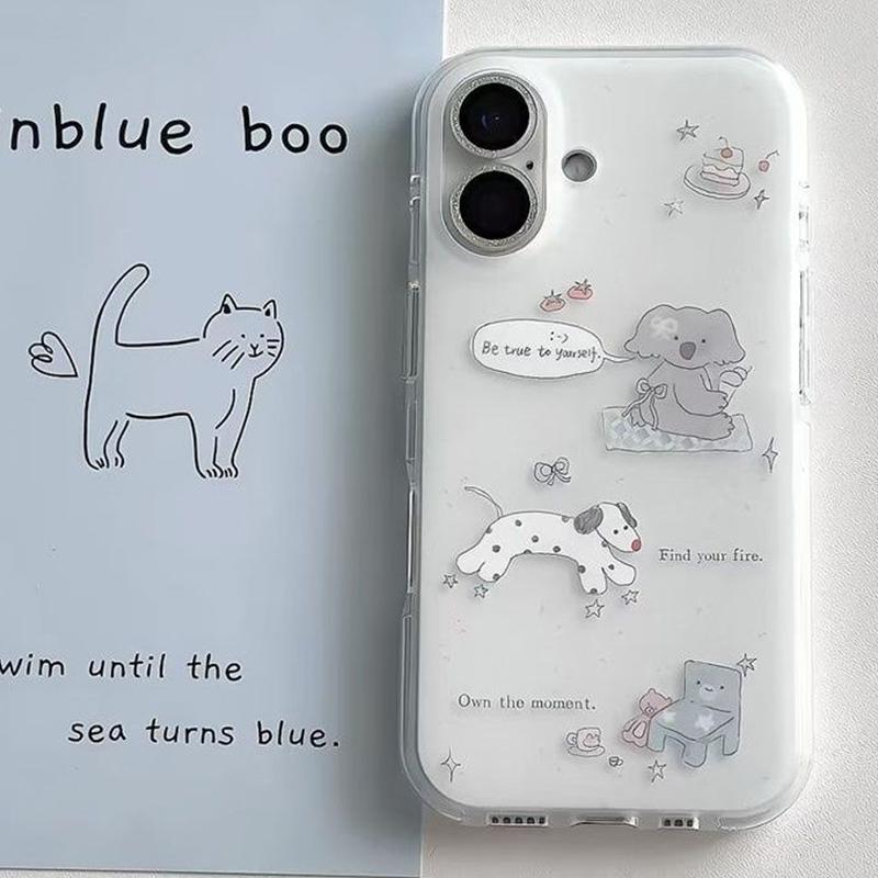 Funda de Teléfono Estilo Coreano Ins Dibujo Animado Koala Perro Para iPhone 17 Air 15 14 13 16 Pro 12 11Pro Max Plus Minimalismo Y2k Cubierta Anticaída