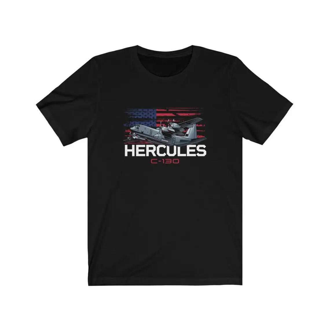 

American Flag C-130 Hercules Military Transport Aircraft T-Shirt 100% Cotton O-Neck Short Sleeve Casual Mens T-shirt Size S-3XL 4XL